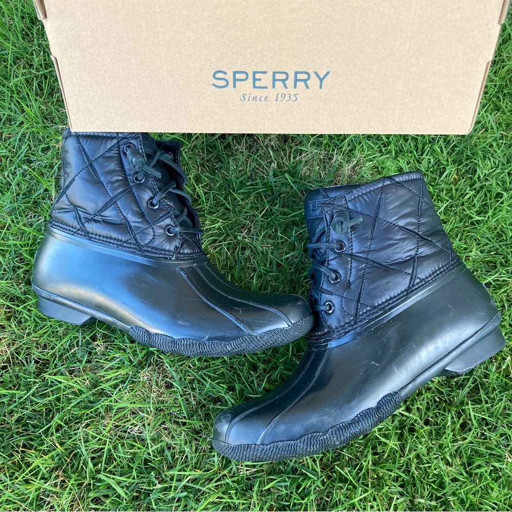 Sperry Saltwater Duck Boots - Black Quilted Upper